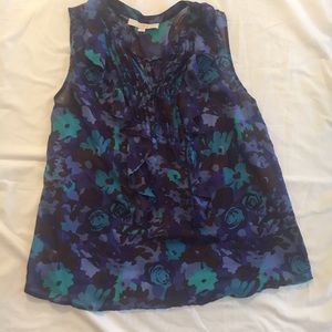 The Loft semi sheer blouse w ruffle detail
